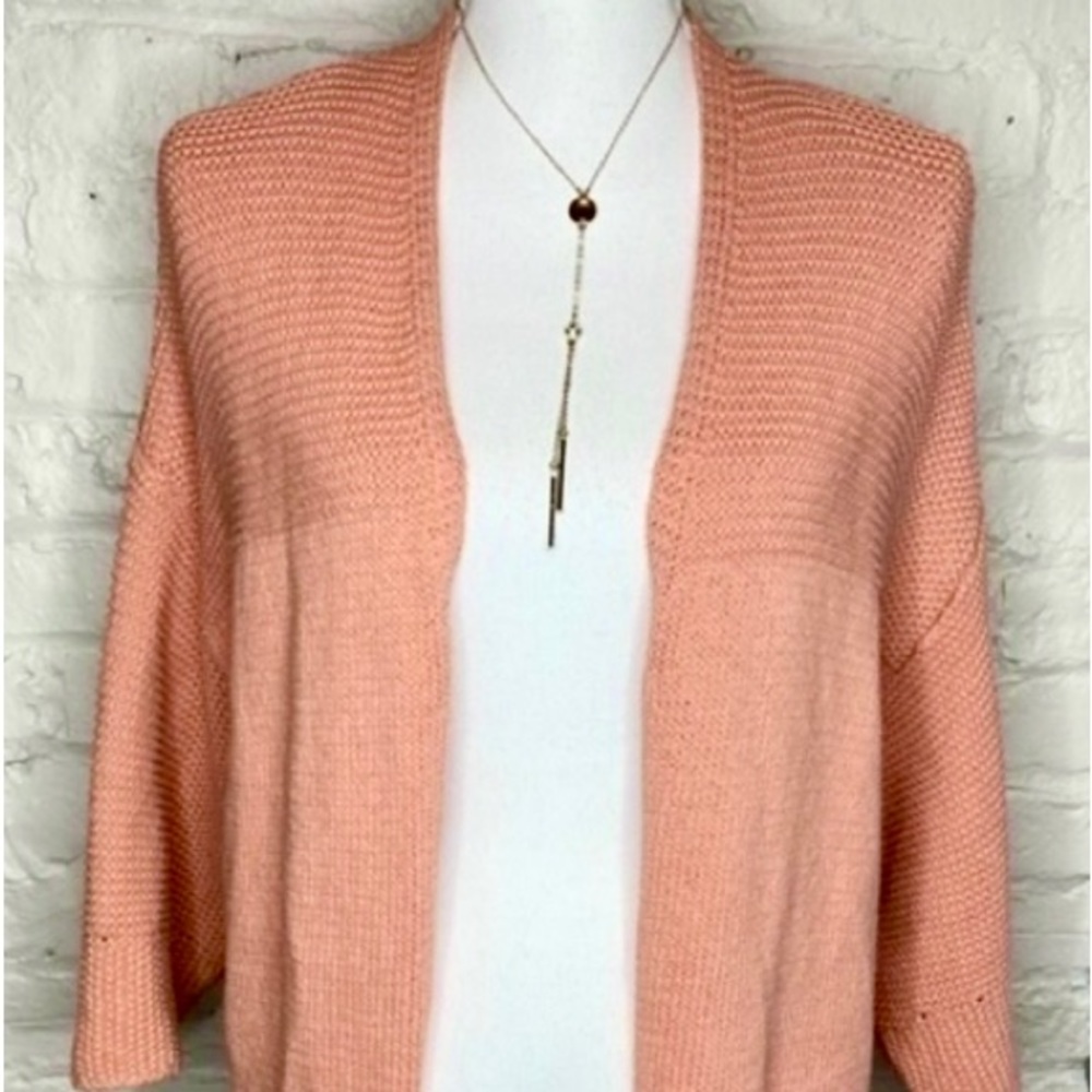 🍑Chico’s Heavy Weight Knit, Peach Orange Tones Cardigan / Coat. 2, L, 12/14
